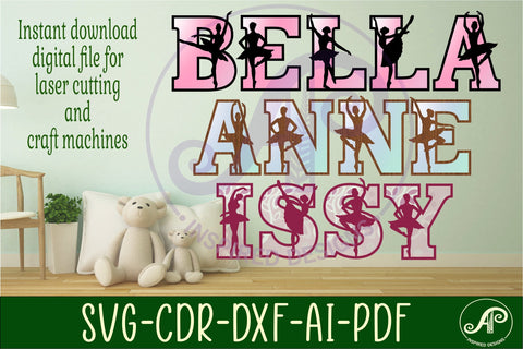 Ballerina silhouette letters alphabet set x 55 SVG APInspireddesigns 