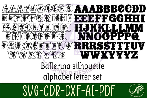 Ballerina silhouette letters alphabet set x 55 SVG APInspireddesigns 