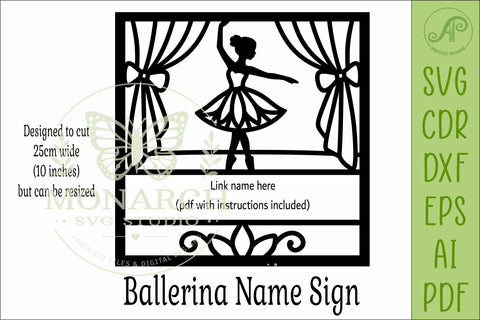 Ballerina square named wall sign or card topper svg SVG APInspireddesigns 