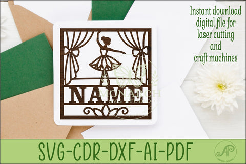 Ballerina square named wall sign or card topper svg SVG APInspireddesigns 