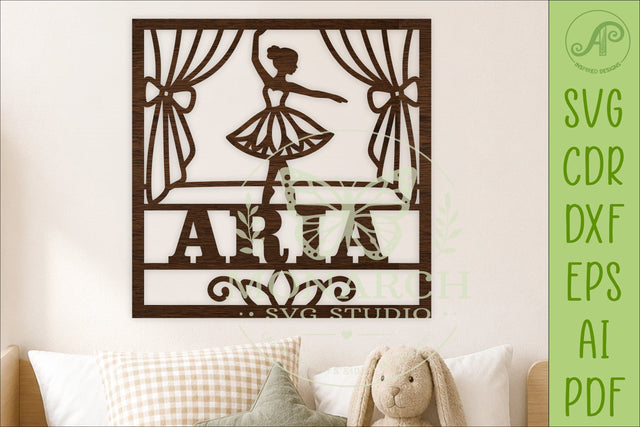 Ballerina square named wall sign or card topper svg SVG APInspireddesigns 