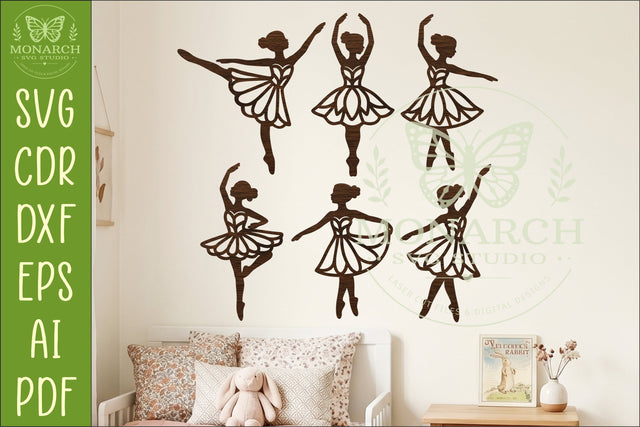 Ballerina SVG Bundle | Ballet Wall Art Files for Laser Cutting and Girls Room Decor SVG APInspireddesigns 
