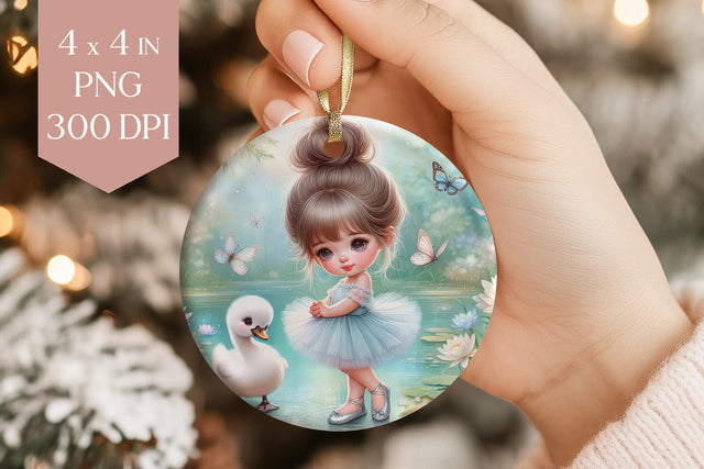 Ballerina & Swan Ornament PNG Sublimation BijouBay 