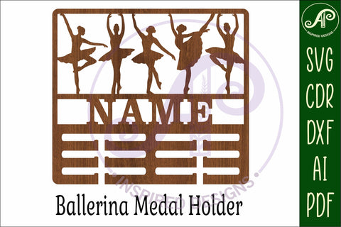 Ballerina Theme Medal Holder Name svg laser cut SVG APInspireddesigns 