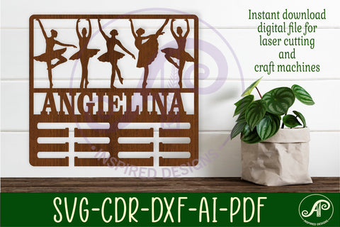 Ballerina Theme Medal Holder Name svg laser cut SVG APInspireddesigns 