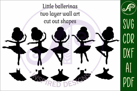 Ballerina two-layer Silhouette laser cut shapes x 5 SVG SVG APInspireddesigns 