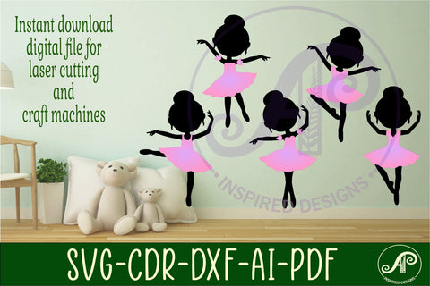Ballerina two-layer Silhouette laser cut shapes x 5 SVG SVG APInspireddesigns 