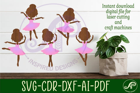 Ballerina two-layer Silhouette laser cut shapes x 5 SVG SVG APInspireddesigns 