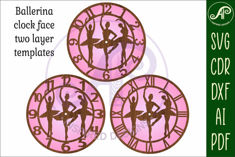 Ballerina wall clock laser cut files, SVG file. SVG APInspireddesigns 
