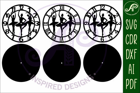 Ballerina wall clock laser cut files, SVG file. SVG APInspireddesigns 