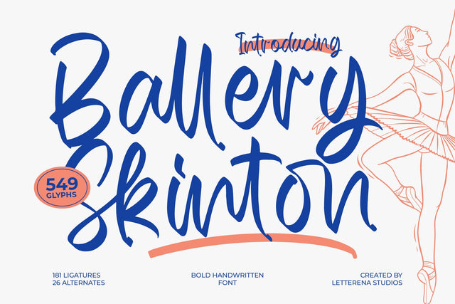 Ballery Skinton - Bold Handwritten Font Font Letterena Studios 