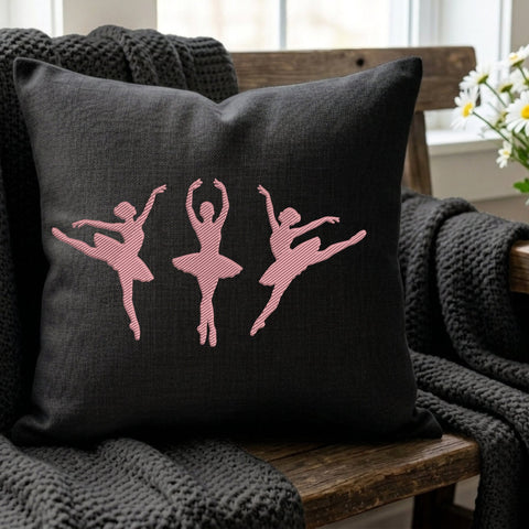 Ballet Dancers Embroidery Design – Three Pink Ballerina Silhouettes Dance Machine Embroidery File Embroidery/Applique DESIGNS PatternFeed8 