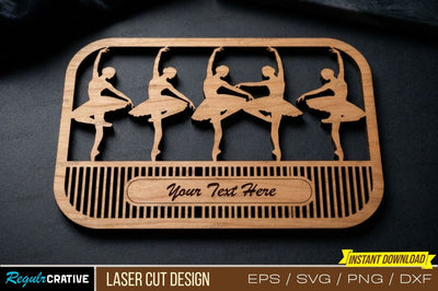 Ballet Dancers Laser Cut Design – Elegant Dance Theme with Frame & Barre SVG Regulrcrative 