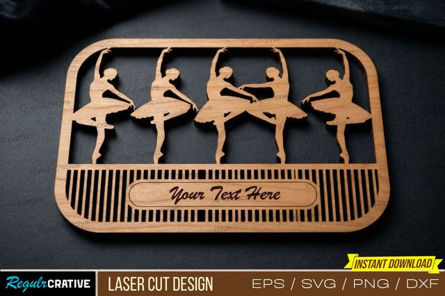 Ballet Dancers Laser Cut Design – Elegant Dance Theme with Frame & Barre SVG Regulrcrative 
