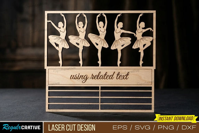 Ballet Dancers Laser Cut Design – Elegant Dance Theme with Frame & Barre SVG Regulrcrative 