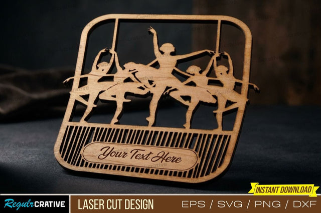Ballet Dancers Laser Cut Design – Elegant Dance Theme with Frame & Barre SVG Regulrcrative 