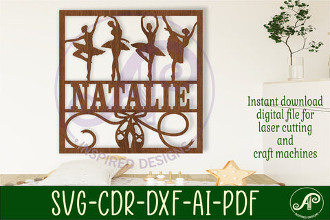 Ballet dancers name sign svg laser SVG APInspireddesigns 