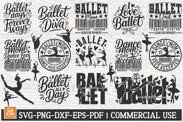 Ballet Mom Svg Cut File Bundle | Dance Fees Accepted Quotes | Ballerina Silhouettes SVG TonisArtStudio 