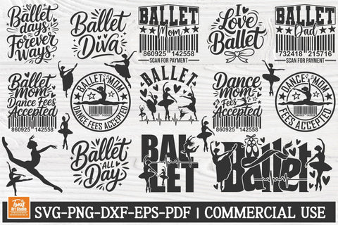 Ballet Mom Svg Cut File Bundle | Dance Fees Accepted Quotes | Ballerina Silhouettes SVG TonisArtStudio 