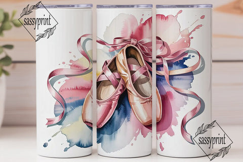 Ballet Pointe Shoes 20oz Tumbler Wrap Sublimation sassyprint 