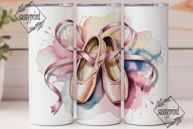 Ballet Pointe Shoes 20oz Tumbler Wrap Sublimation sassyprint 