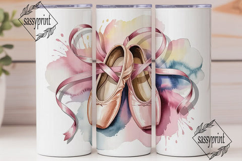 Ballet Pointe Shoes 20oz Tumbler Wrap Sublimation sassyprint 