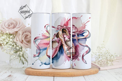 Ballet Pointe Shoes 20oz Tumbler Wrap Sublimation sassyprint 