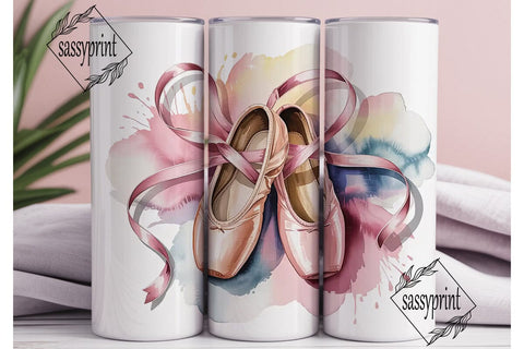 Ballet Pointe Shoes 20oz Tumbler Wrap Sublimation sassyprint 
