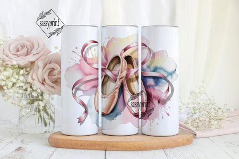 Ballet Pointe Shoes 20oz Tumbler Wrap Sublimation sassyprint 