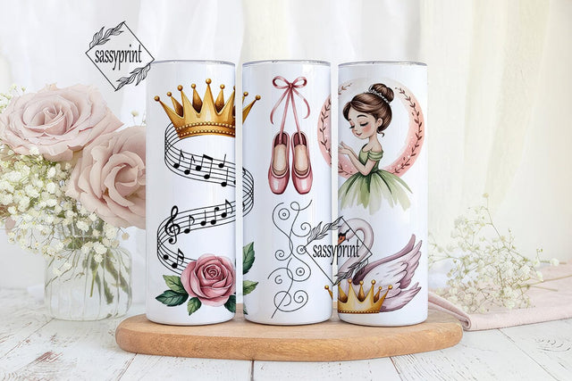 Ballet Princess 20oz Tumbler Wrap Sublimation sassyprint 
