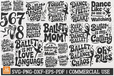 Ballet Quotes svg bundle cut file | Dance mom dad ballet sayings silhouette set SVG TonisArtStudio 