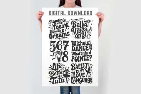 Ballet Quotes svg bundle cut file | Dance mom dad ballet sayings silhouette set SVG TonisArtStudio 