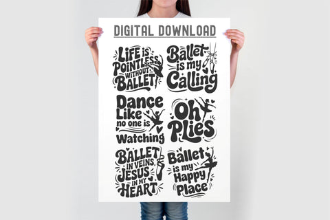 Ballet Quotes svg bundle cut file | Dance mom dad ballet sayings silhouette set SVG TonisArtStudio 