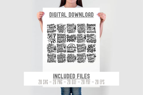 Ballet Quotes svg bundle cut file | Dance mom dad ballet sayings silhouette set SVG TonisArtStudio 