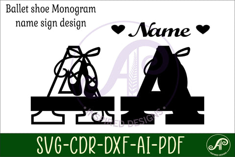 Ballet shoe Capital Monogram Letter A SVG SVG APInspireddesigns 