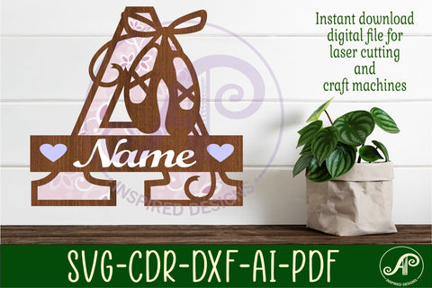 Ballet shoe Capital Monogram Letter A SVG SVG APInspireddesigns 
