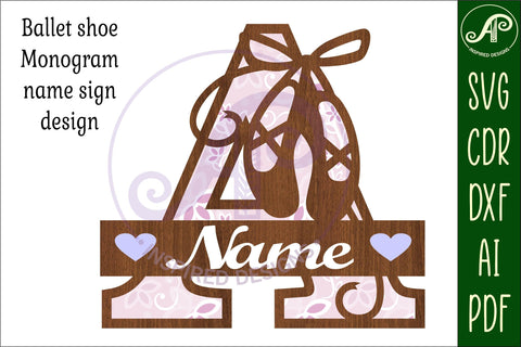 Ballet shoe Capital Monogram Letter A SVG SVG APInspireddesigns 