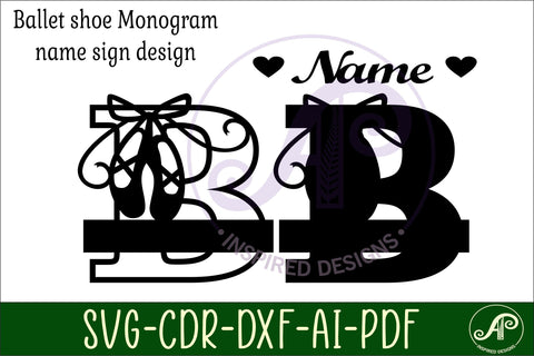 Ballet shoe Capital Monogram Letter B SVG SVG APInspireddesigns 