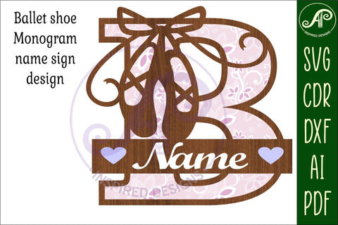 Ballet shoe Capital Monogram Letter B SVG SVG APInspireddesigns 
