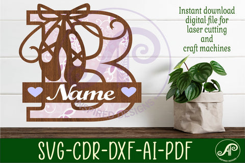 Ballet shoe Capital Monogram Letter B SVG SVG APInspireddesigns 