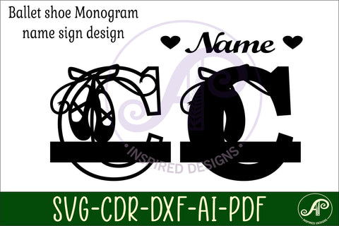 Ballet shoe Capital Monogram Letter C SVG SVG APInspireddesigns 