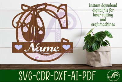 Ballet shoe Capital Monogram Letter C SVG SVG APInspireddesigns 