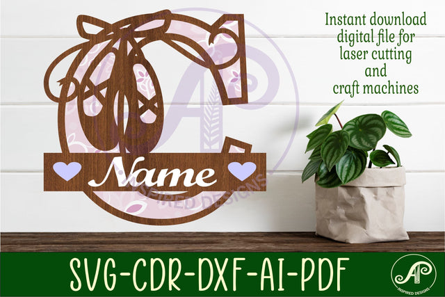 Ballet shoe Capital Monogram Letter C SVG SVG APInspireddesigns 
