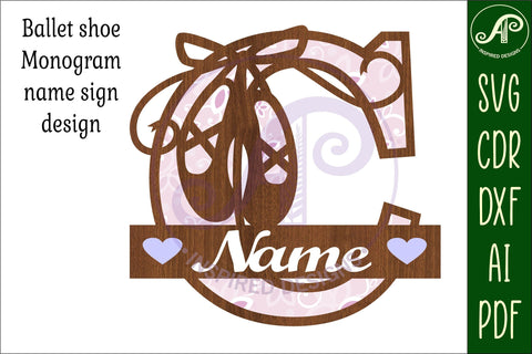 Ballet shoe Capital Monogram Letter C SVG SVG APInspireddesigns 