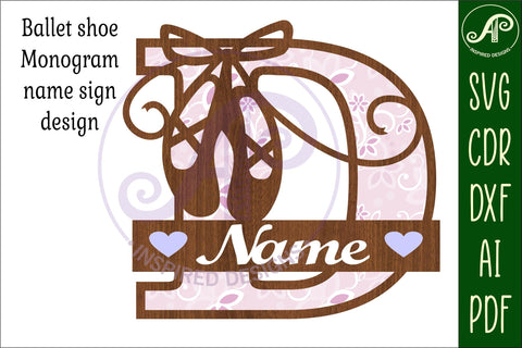 Ballet shoe Capital Monogram Letter D SVG SVG APInspireddesigns 
