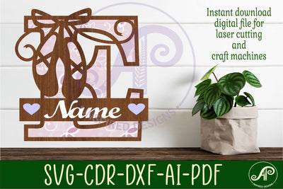 Ballet shoe Capital Monogram Letter E SVG SVG APInspireddesigns 