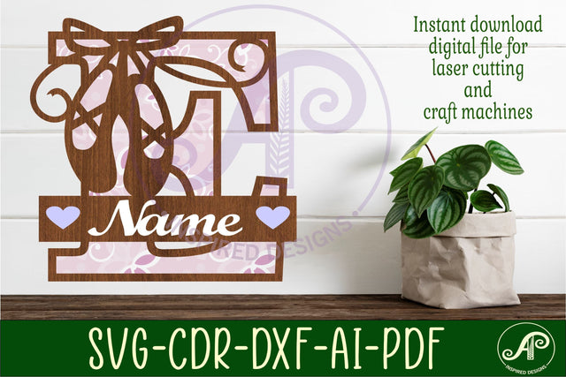 Ballet shoe Capital Monogram Letter E SVG SVG APInspireddesigns 