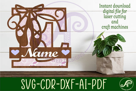 Ballet shoe Capital Monogram Letter E SVG SVG APInspireddesigns 