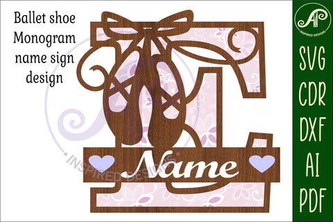 Ballet shoe Capital Monogram Letter E SVG SVG APInspireddesigns 