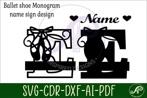 Ballet shoe Capital Monogram Letter E SVG SVG APInspireddesigns 